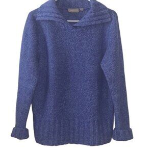 Croft & Barrow Womens Blue Boucle Sweater L Long Sleeve Acrylic/Wool/Poly Blend